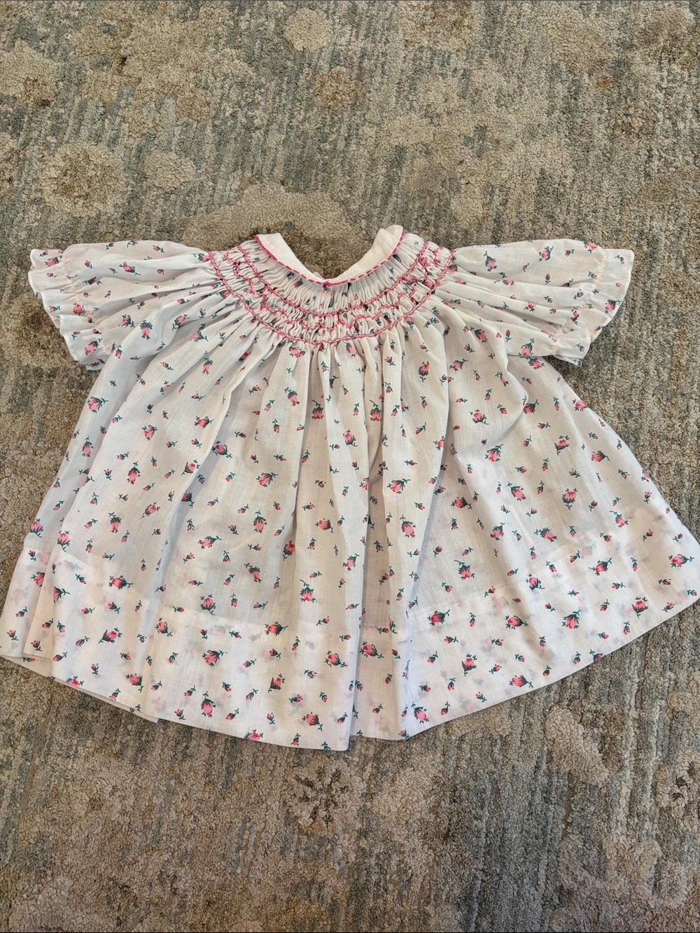 Vintage La Pat Smocked Rosebud Dress